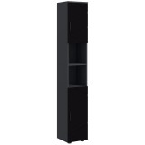 Dulap Baie, Inalt de 183cm cu 2 rafturi deschise si doua dulapuri cu 2 nivele, 30x30x183cm, Negru kleankin | Aosom Romania