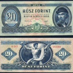 UNGARIA █ bancnota █ 20 Forint █ 1949 █ P-165 █ UNC █ necirculata