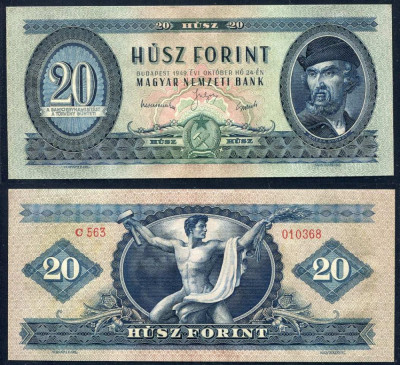 UNGARIA █ bancnota █ 20 Forint █ 1949 █ P-165 █ UNC █ necirculata foto