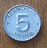5 pfennig 1950, A, aluminiu, R.D. Germană