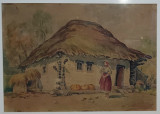 Poitevin Skeletti (1879-1959) - Casa la Tara, Acuarela/Hartie, 38x27.5cm, Semnata