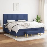 VidaXL Pat box spring cu saltea, albastru, 200x200 cm, textil