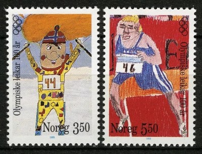 Norvegia 1996 - Centenarul Jocurilor Olimpice, serie neuzata foto