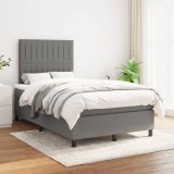 Cumpara ieftin Pat box spring cu saltea, gri &icirc;nchis, 120x200 cm, textil