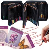 Set 120 creioane colorate, caiet schite, carte de colorat, husa depozitare cu fermoar