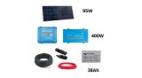 Pachet sistem solar Victron Energy de 95W cu invertor Phoenix de 400W și acumulator de 38Ah