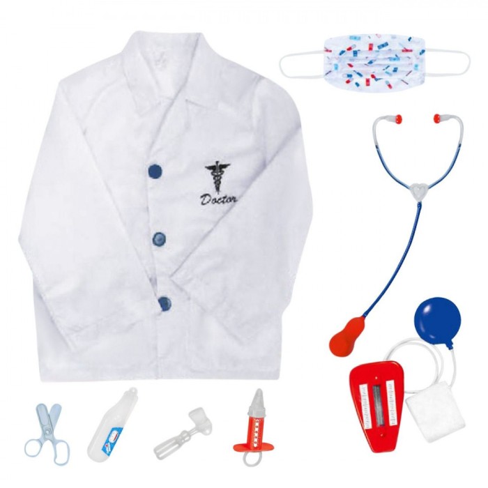Costum Copii Medic &amp; Accesorii Instrumente Medicale Set 8 Piese