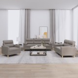 vidaXL Set de canapele cu perne, 3 piese, gri taupe, textil