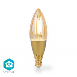 Bec LED Smart WiFi cu filament Nedis, E14, 4.9W, 470 lm, 1800K-3000K