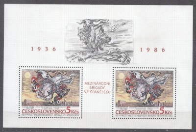 Czechoslovakia 1986 Paintings International brigade Spain perf. sheet MNH S.698 foto
