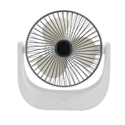 Mini ventilator de masa, portabil, putere 5W, din ABS, cu unghi reglabil, incarcare USB, alb foto