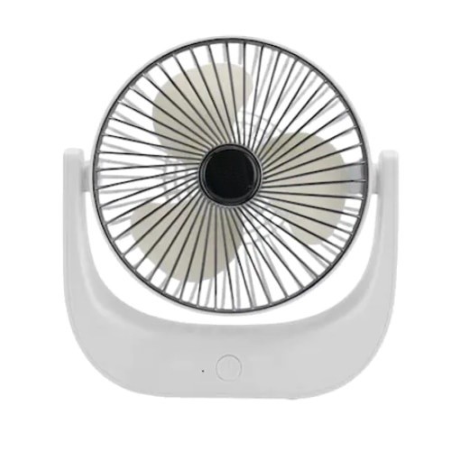 Mini ventilator de masa, portabil, putere 5W, din ABS, cu unghi reglabil, incarcare USB, alb