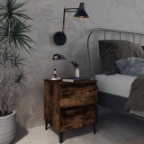 VidaXL Noptiere cu picioare din lemn 2 buc. stejar fumuriu 40x35x50cm