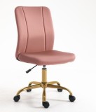 Vinsetto Scaun de birou design contemporan cu pivot 360&deg; ergonomic spătar curb &icirc;nălțime reglabilă &icirc;nveliș din catifea 56 x 60 x 102 cm roz și aurie |