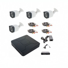 Kit sistem supraveghere complet 4 camere exterior 1.3MP ccd Sony starlight 30m IR color noaptea foto