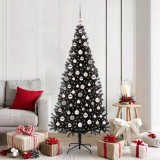 vidaXL Brad de Crăciun cu 300 LED cu suport Negru 180 cm PVC 3396480
