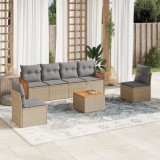 Gossi set canapele de gradina, 7 piese, cu perne, bej, poliratan