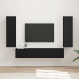 Cumpara ieftin Set comoda TV 4 buc. Negru Lemn prelucrat