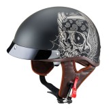 Casca moto open face W-TEC Longroad Wings Skull, neagra, cu viziera