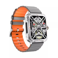 Ceas smartwatch TKY-D09, 1.83inches IPS HD, multi sport, apel bluetooth, agenda, rezistent la apa IP68, difuzor, notificari, vibratii, silver silicon