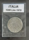 Moneda Italia 1000 Lire Roma Capitale 1970 Argint AG.835 KM#101 - 14.6g