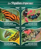 AFRICA CENTRALA 2015 - Fluturi tropicali /set complet-bloc + colita MNH (2 imagini)