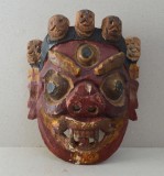 Bhairab Mahakala veche masca budista de lemn policromat Nepal