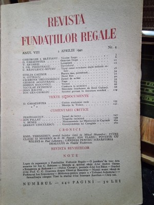 Revista Fundatiilor Regale - Anul VIII 1 Aprilie 1941 Nr. 4 foto