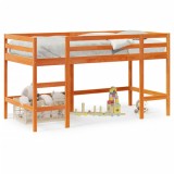 VidaXL Pat etajat copii cu scară maro ceruit 90x190 cm lemn masiv pin