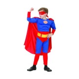 Costum carnaval Superman cu muschi pentru copii, 5 - 6 ani (110/120 cm)