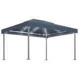 Cumpara ieftin Pavilion cu perdele&amp; lumini LED,antracit,400x300cm aluminiu