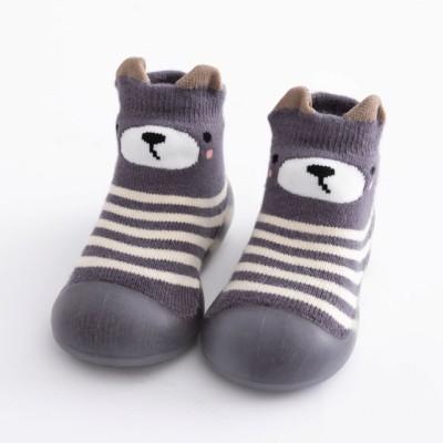 Mocasini cu talpa antiderapanta - Grey teddy (Marime Disponibila: Marimea 26) foto
