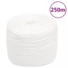 VidaXL Frânghie de barcă, alb complet, 10 mm, 250 m, polipropilenă
