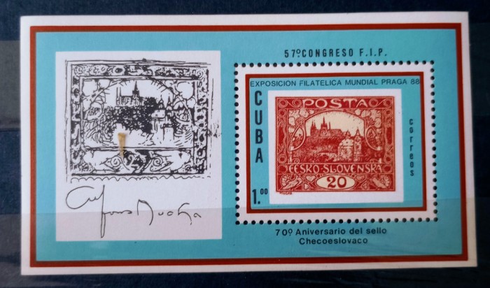 Cuba 1988 Expoziție filatelică internațională Praga 88 ,bloc nestampilat