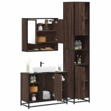 VidaXL Set mobilier de baie, 3 piese, stejar maro, lemn prelucrat