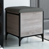 Banca Depozitare vidaXL Gri Sonoma 42x42x45cm Lemn Prelucrat + Perna Inclusa - Multifunctionala Hol/Sufragerie - Max 110kg
