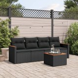 Cumpara ieftin Gossi set mobilier de gradina cu perne, 5 piese, negru, poliratan