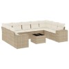 Set canapele de gradina cu perne, 10 piese, bej, poliratan