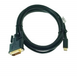 Cablu video USB-C la DVI-D 24+1 pini, 3m, tata-tata, dual link, HDR, Lanberg 43686, 4K-60Hz, negru