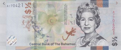 Bancnota Bahamas 1/2 Dollar 2019 - PNew UNC ( vezi descriere ) foto