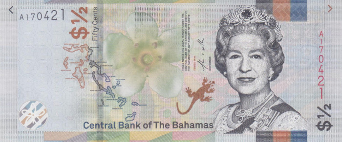 Bancnota Bahamas 1/2 Dollar 2019 - PNew UNC