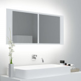 VidaXL Dulap de baie cu oglindă și LED, alb, 100x12x45 cm