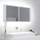 vidaXL Dulap de baie cu oglindă și LED, alb, 100x12x45 cm