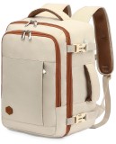 Rucsac calatorie VANKEV, bagaj de mana avion 45x36x20 cm, laptop 15.6", 30L, impermeabil, bej