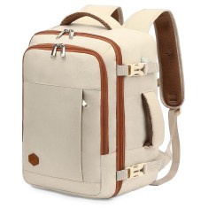Rucsac calatorie VANKEV, bagaj de mana avion 45x36x20 cm, laptop 15.6", 30L, impermeabil, bej