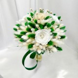 Buchet nasa sau mireasa, elegant cu trandafiri criogenati si plante naturale uscate - Culori vibrante, durabilitate exceptionala