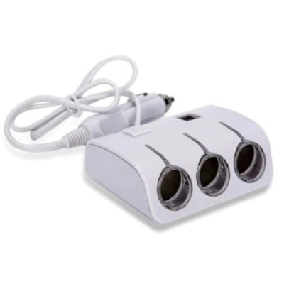 Adaptor pentru masina FOXMAG24, 3 prize si 2 porturi USB, 12/24V, alb foto
