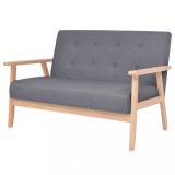 vidaXL Canapea pentru 2 persoane, material textil, gri &icirc;nchis