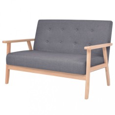 vidaXL Canapea cu 2 locuri, gri &icirc;nchis, material textil