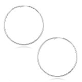 Cercei din argint 925 - cercuri mai mari rotunjite cu suprafață netedă, 45 mm